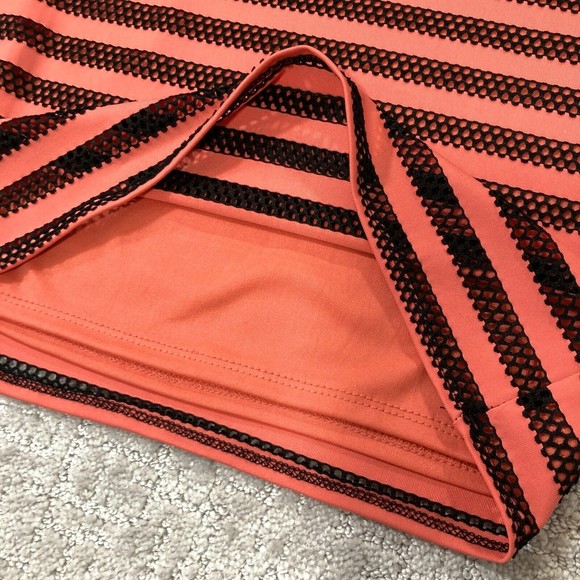 Tank Stripe Bodycon Fishnet Dress Sz X Small Coral Black Lined Indie Fes… - Picture 7 of 8